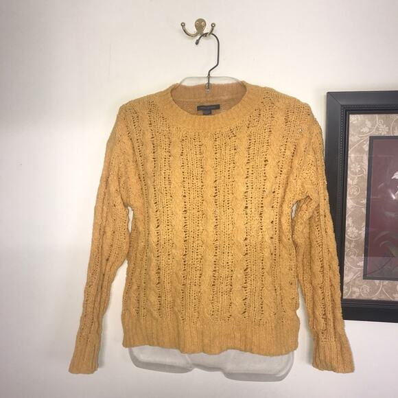 American Eagle Outfitters Mustard Yellow Pullover Cable Knit Sweater Size XS - Picture 5 of 14